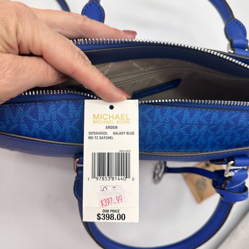 MICHAEL KORS Arden Md Top-Zip EW Leather Tote Crossbody Satchel 
Galaxy Blue
NWT - Picture 3 of 16
